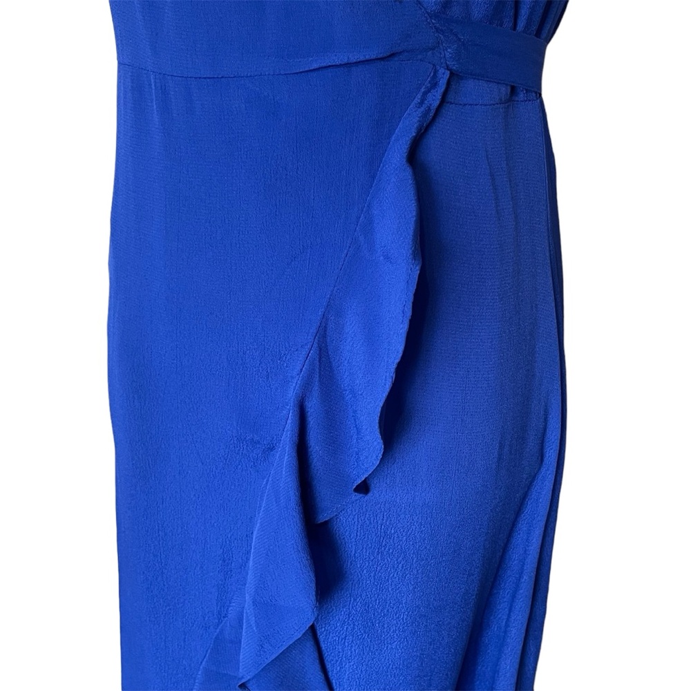 ASOS Blue Ruffle Maxi Wrap Dress Sleeveless Spaghetti Strap Womens Size 4 - Picture 7 of 12